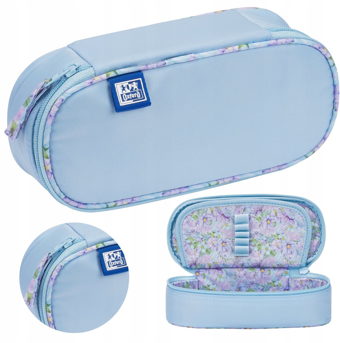 Etui Pennenset Oxford Flowers Błękitne - Ruim en Stijlvol