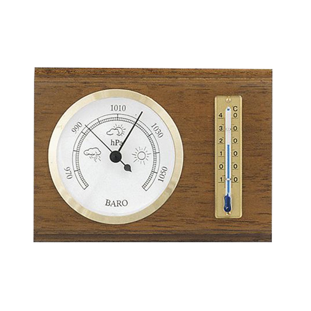 SELVA barometer, thermometer, mechanisch, analoog, 155 x 115 mm, rechthoekig, gemaakt in Duitsland