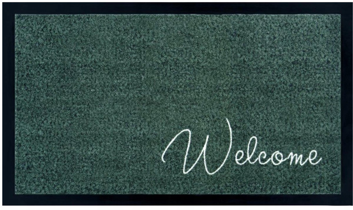 Merkloos Instap mat WELCOME GREEN 45x75 cm, Antislip
