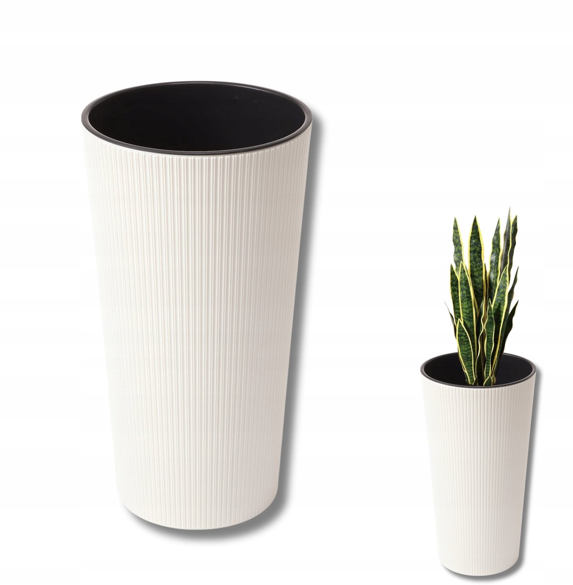 Bloempot Lilia Jumper Crème 25cm x 46,5cm met Inzetstuk