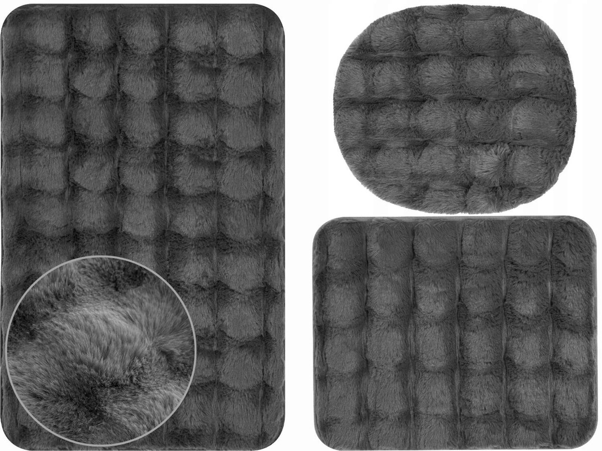 Aruba 3D Antislip Badkamerset Donkergrijs 3 Delig