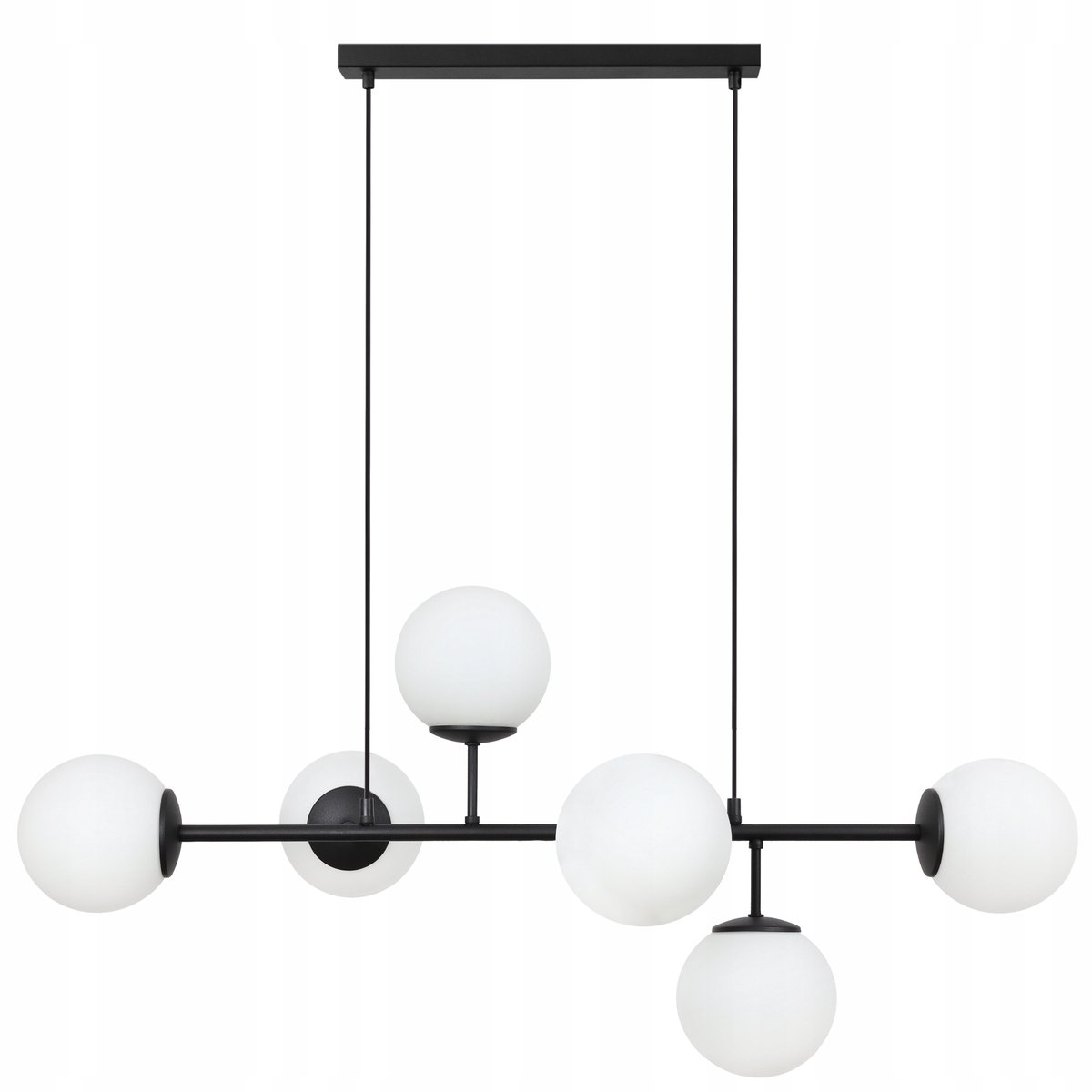 Moderne Zwarte Hanglamp met Witte Glazen Bollen - Stijlvolle Loft Verlichting