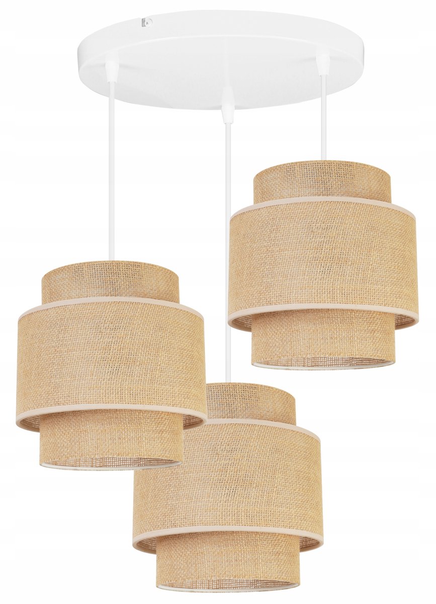 Boho Hanglamp Jute 3-lichts E27 Beige/Wit Metaal