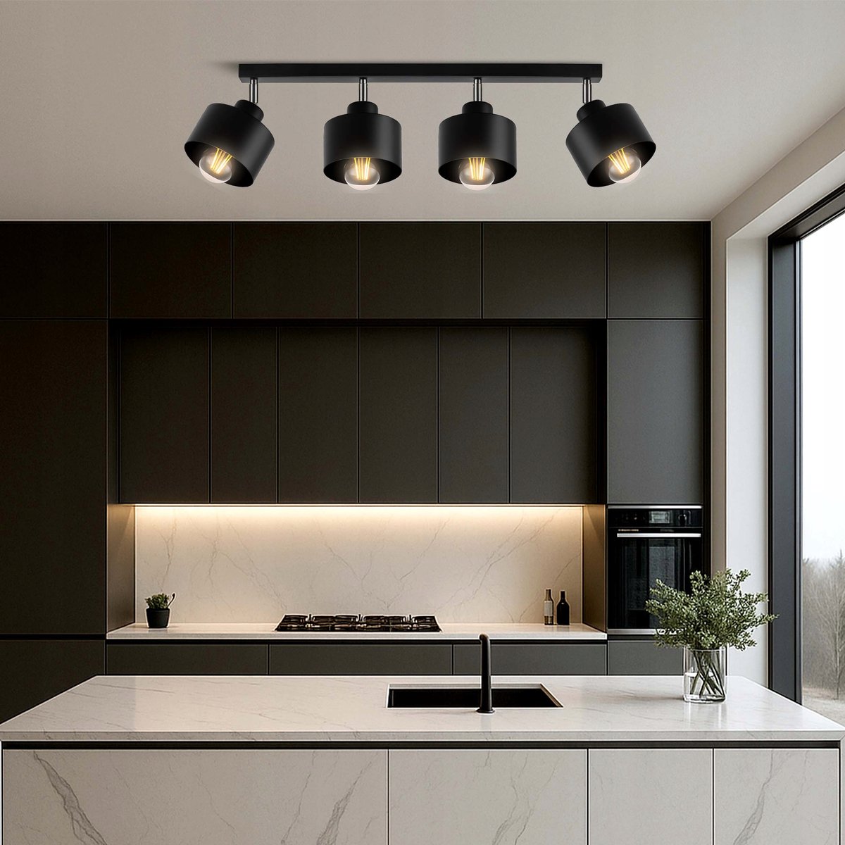 Zwarte Loft Hanglamp LED E27 Plafond Verstelbaar