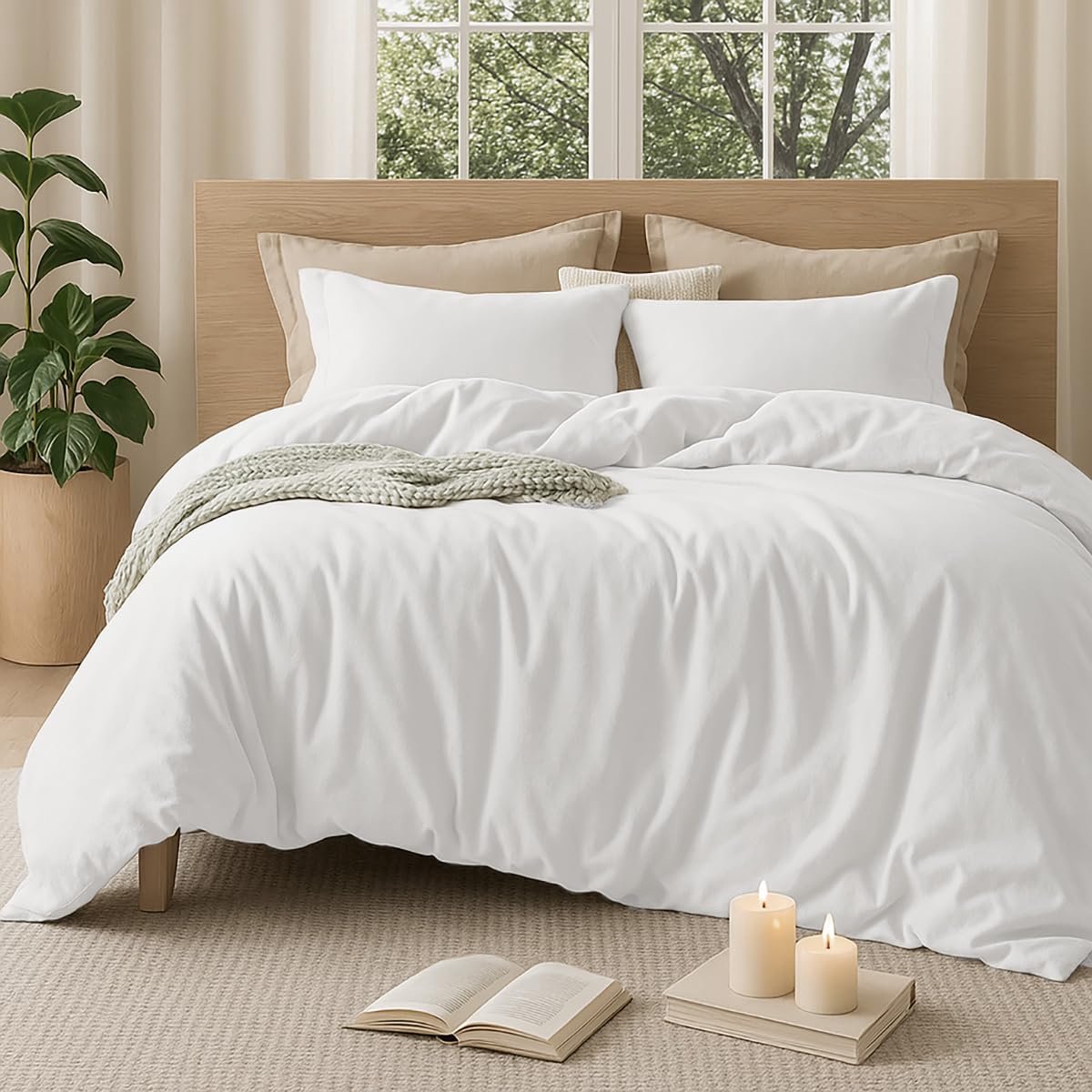 Unyqoos Comfortabele katoenen beddengoedset met ritssluiting en kussensloop Wit