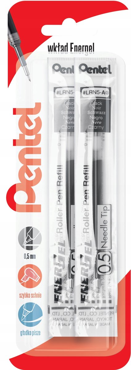 Pentel EnerGel LRN5 balpenvulling zwart 2 stuks