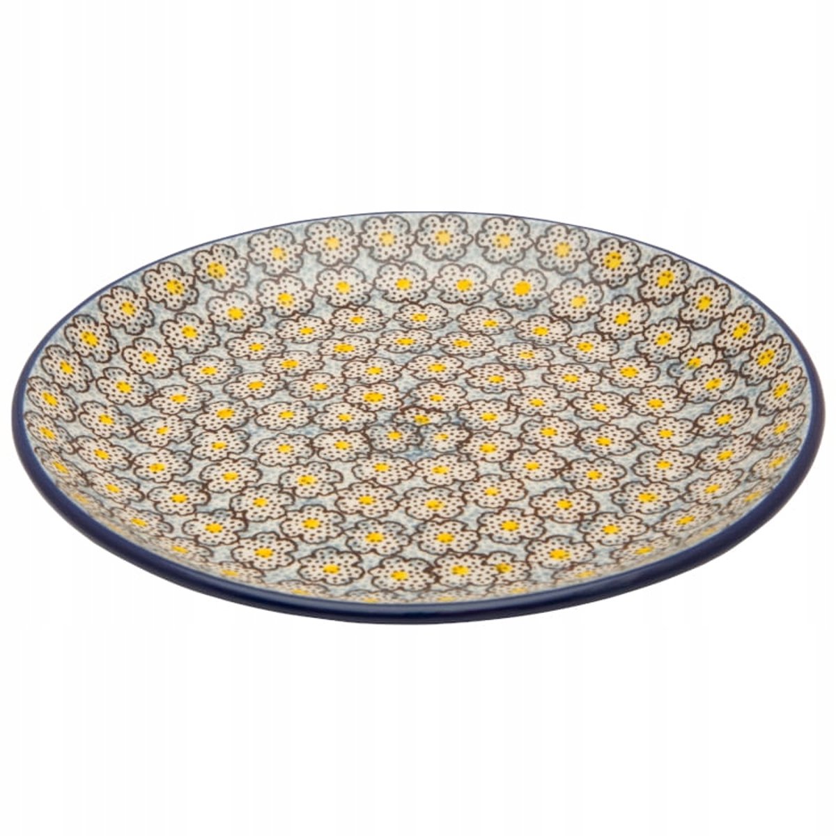 Bolesławiec Dessertbord 20 cm - Handgemaakt met bloemendecoratie