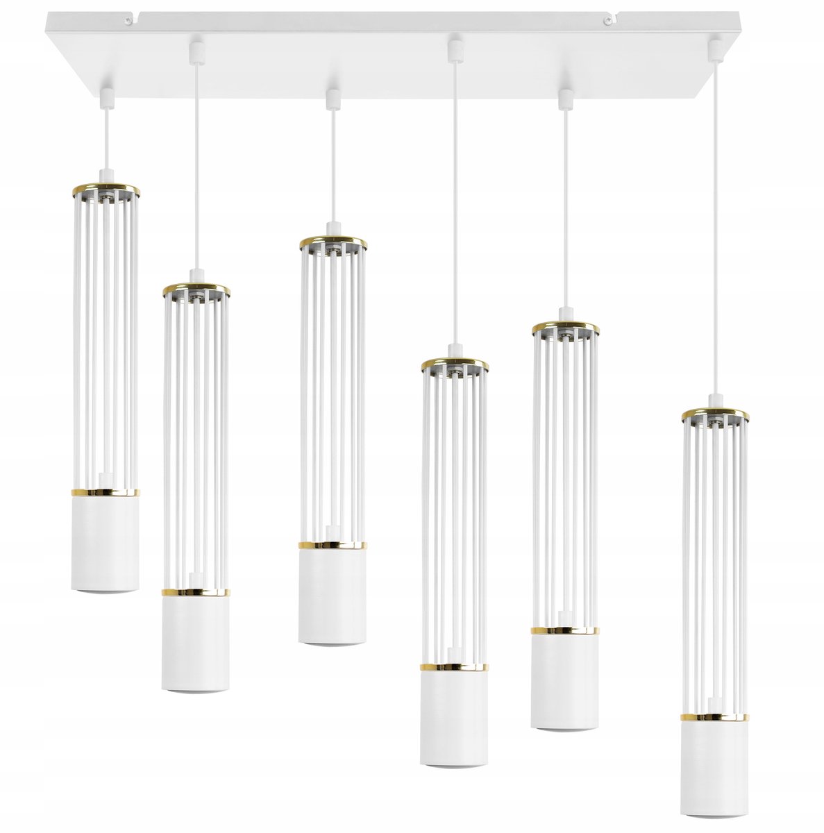 Luxe LED Plafondlamp Hangend - Wit/Goud - 6x GU10 - Loft