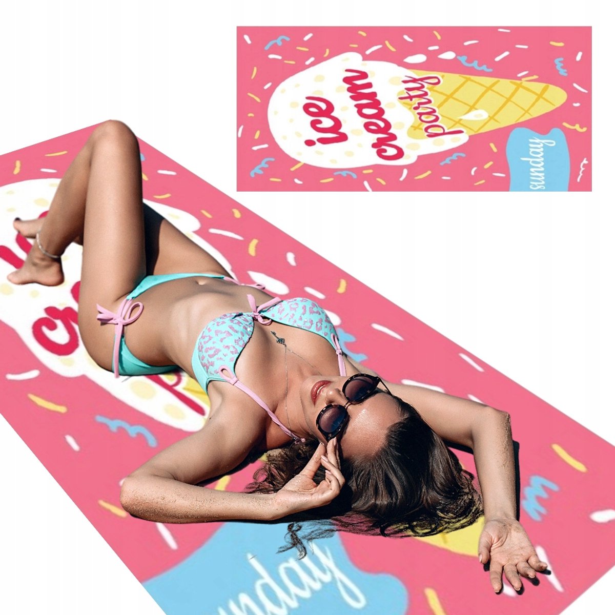 XL strandlaken Sneldrogend 150x70cm - ICE CREAM PARTY design