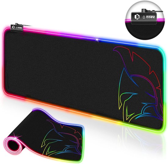 RGB Gaming Muismat met 12 Verlichtingsmodi - XXL 800x300 mm - Waterdicht en Antislip - Voor PC, MAC en Laptopgamers — afbeelding 4