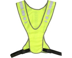 Allecto Plus - Reflecterend veiligheidsvest voor nachtelijk hardlopen en fietsen met hoge zichtbaarheid. Verstelbaar en fluorescerend geel met handige zakken.