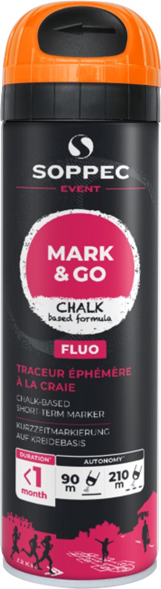 SOPPEC Mark & Go Tijdelijke Kalk Markeerspray Fluor Oranje