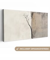 Canvas schilderij 160x80 cm - Exclusieve wanddecoratie Wabi sabi - Plant - Beige - Muurdecoratie woonkamer - Slaapkamer decoratie - Kamer accessoires - Schilderijen op canvas