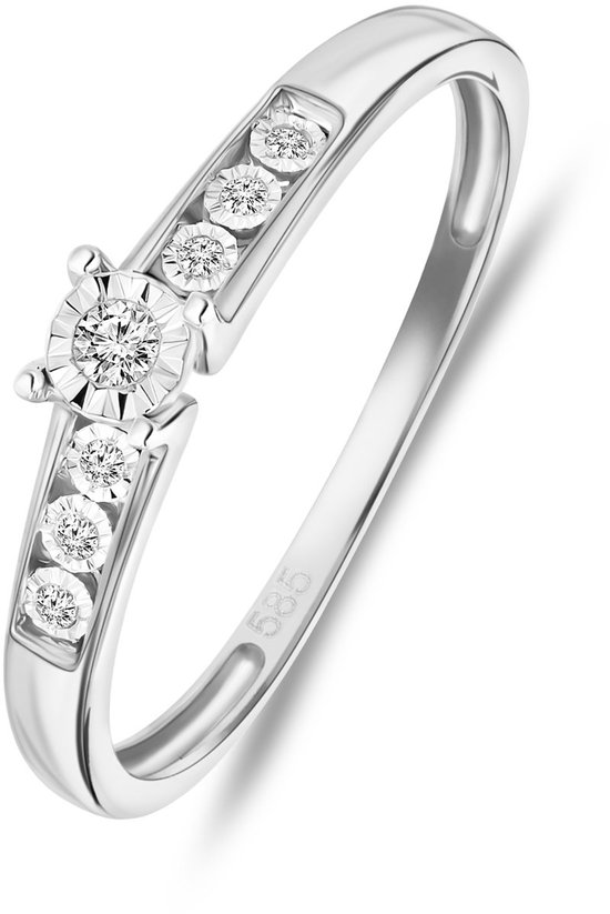 Bague en or blanc 14 kt avec 7 diamants (0,05 ct)
