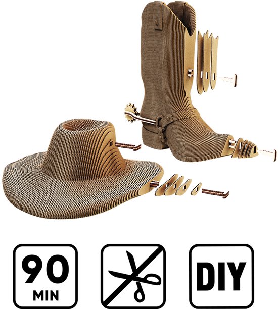 CARTONIC- Western- Puzzle 3D - Jouets - DIY- Créatif - Carton - Pour enfants et adultes