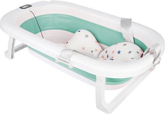 PIPIPOXER- Opvouwbaar babybadje met digitale thermometer en kussen geschikt voor baby's van 0 tot 36 maanden Groen van PIPIPOXER — afbeelding 5