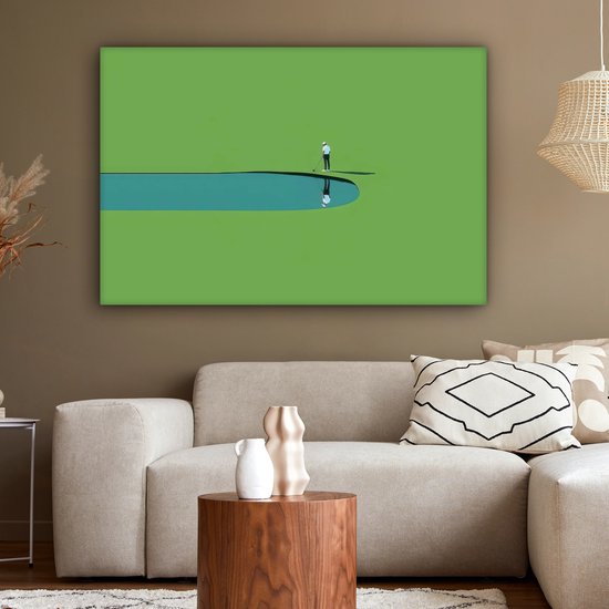 Tableau sur toile 120x80 cm - Décoration murale Personne - Golf - Water - Blauw - Décoration murale murale salon - Décoration chambre - Accessoires chambre - Peintures sur toile