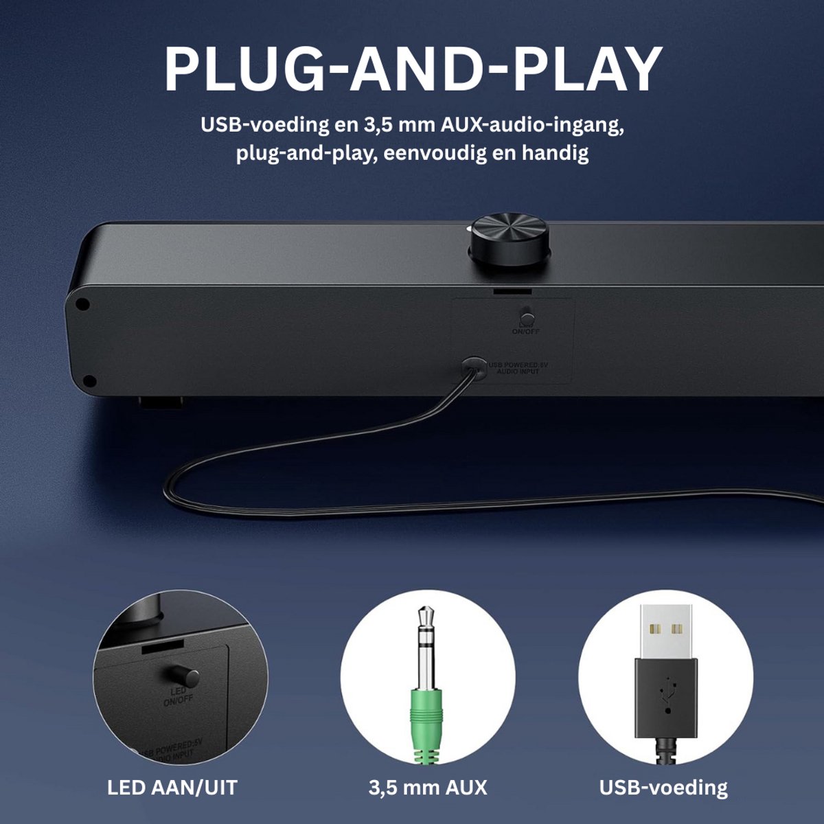 Soundbar USB Mini Soundbar - Bekabeld en Draadloos - Zwart - afbeelding 2