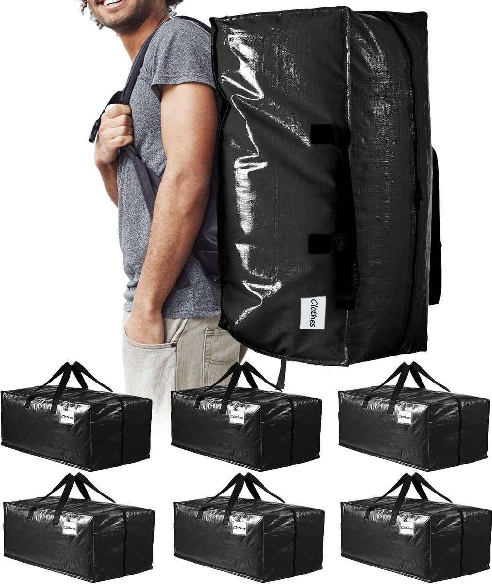 Ibenzoa® Zesdelige set sterke opbergtassen met ritssluiting voor verhuizing