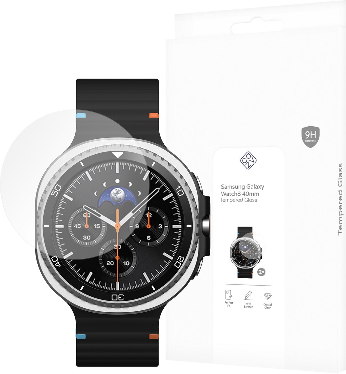 Cazy screenprotector geschikt voor Samsung Galaxy Watch 8 40mm - 2 stuks - Gehard Glas