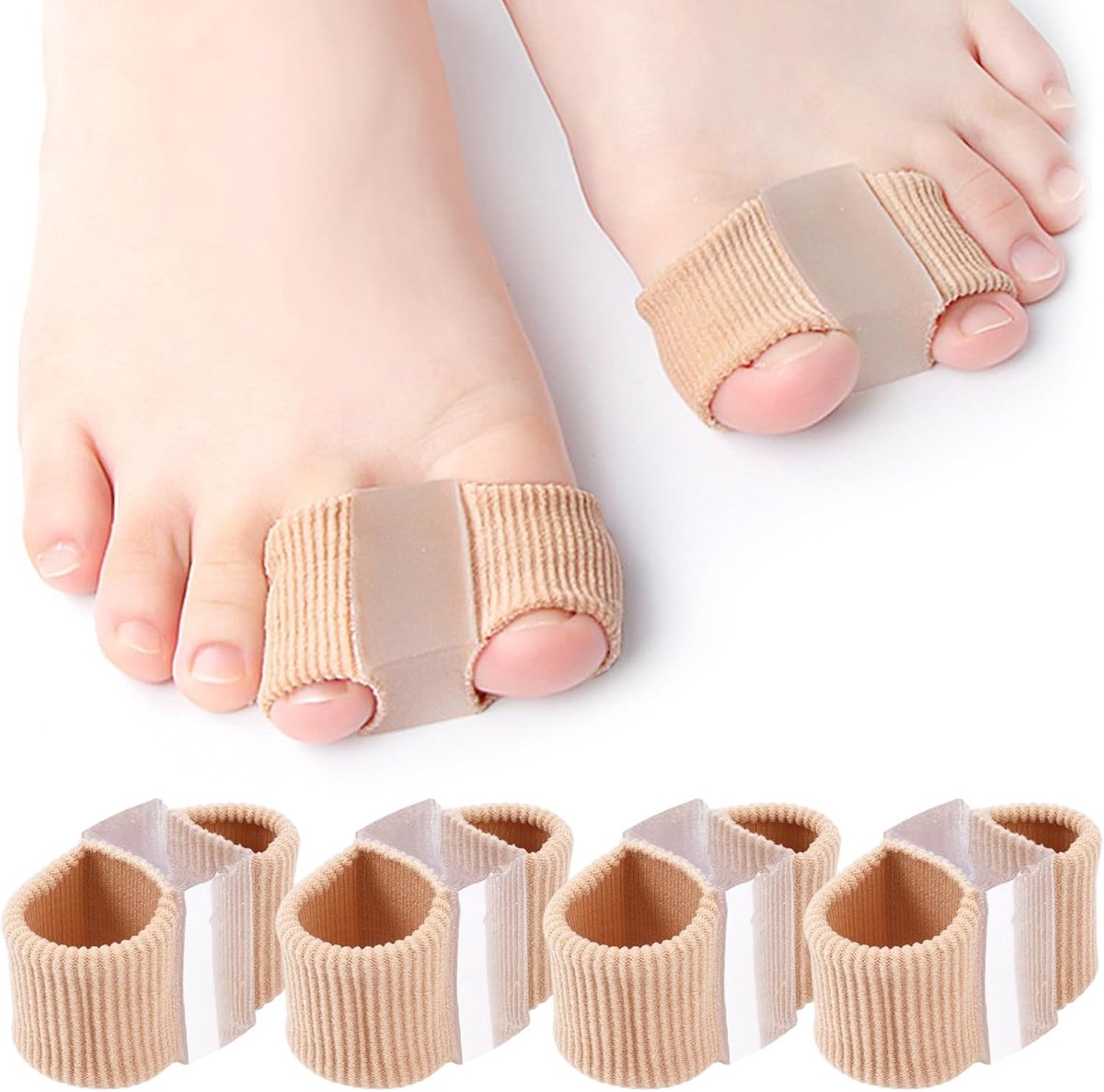 Sander Shop 4 Stuks Teenscheiders Gel, Hallux Valgus Bunion Corrector, Overlappende Tenen en Hamertenen Correctie, 2 Maten S+L, Dubbele Lus Ontwerp, Zachte Pijnverlichting Voeten voor Dames en Heren