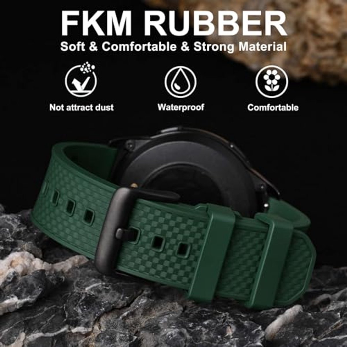 Geruite horlogebanden - FKM-rubber - 20 mm en 22 mm