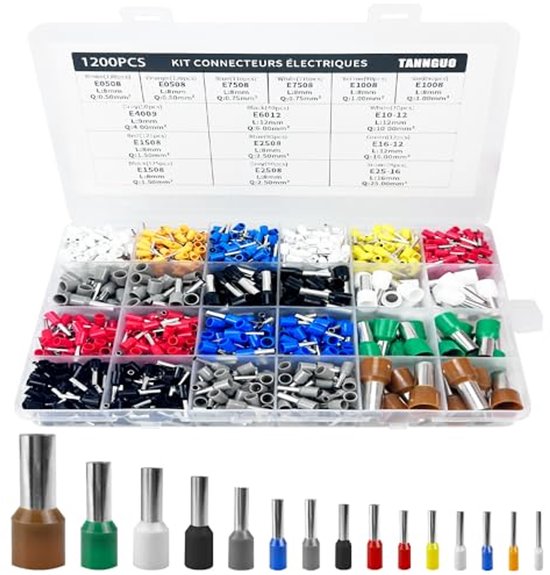 Adereindhulzen Set – 1200 Stuks, Geïsoleerd, 0,5 Tot 10 Mm², Ideaal Voor Elektriciens En Doe-het-zelvers