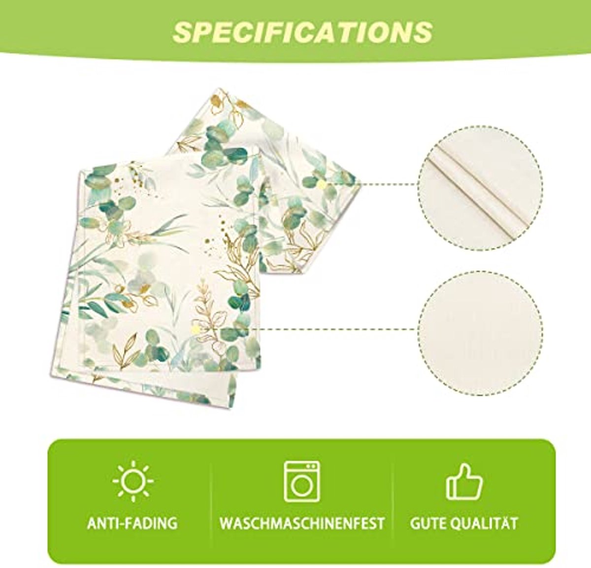 Tafelloper Eucalyptus Groen - Decoratie voor Bruiloft, Feest en Keuken - 40 x 140 cm