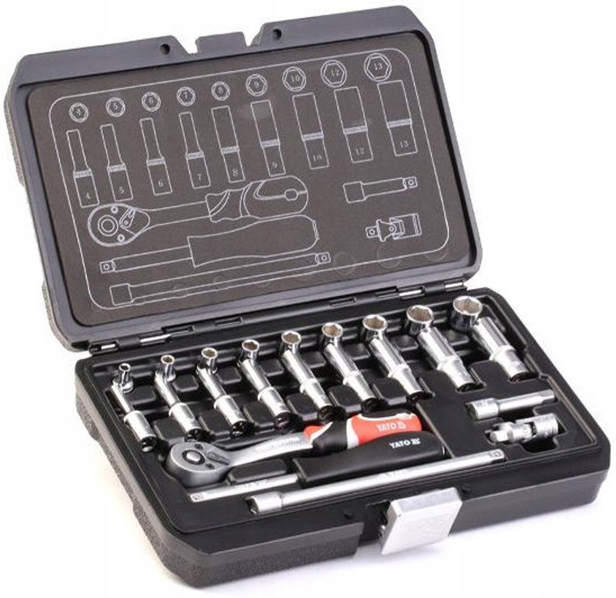 Yato 1/4" dopsleutelset - 23-delig - CrV-staal