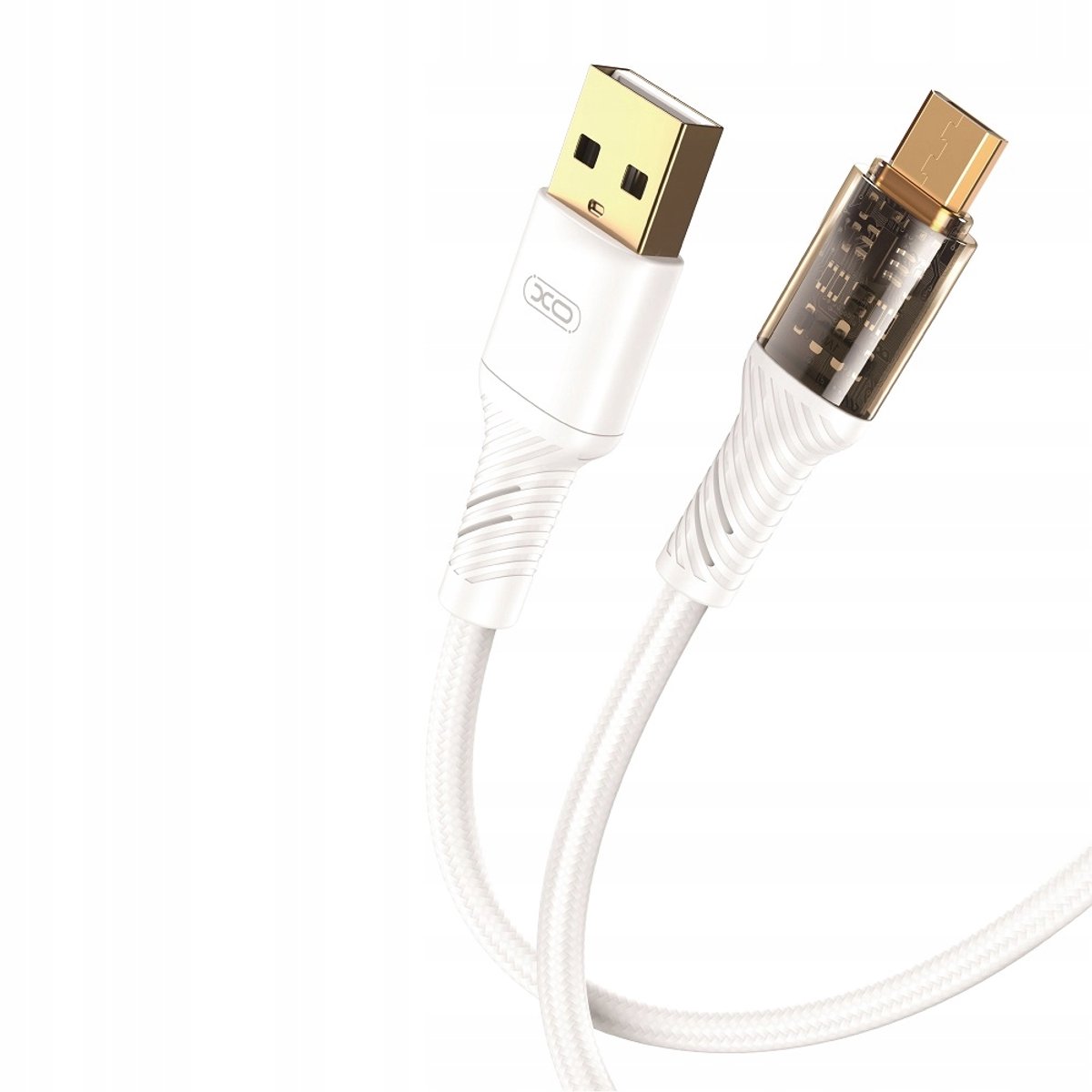 De XO Clear USB is een MicroUSB Kabel 1m 2.4A Wit – Duurzaam Nylon