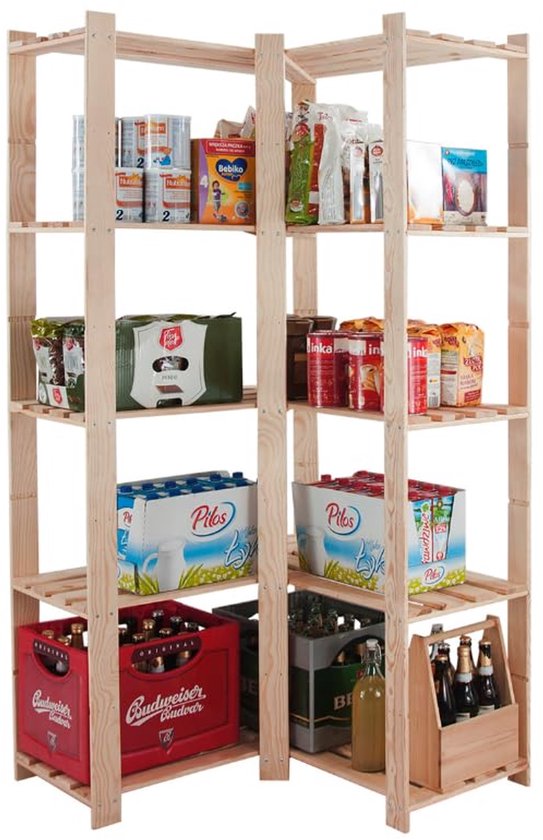 Een Rek Houten rek met 5 planken voor garage, hobbyruimtes en kelders | bol