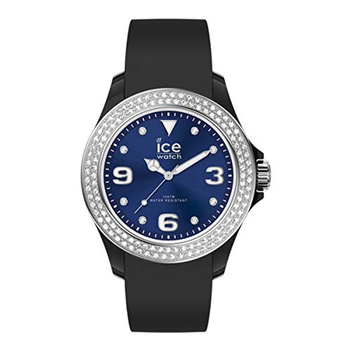 Zwarte Dameshorloge met Siliconen Strap - Elegante ICE Star Collectie