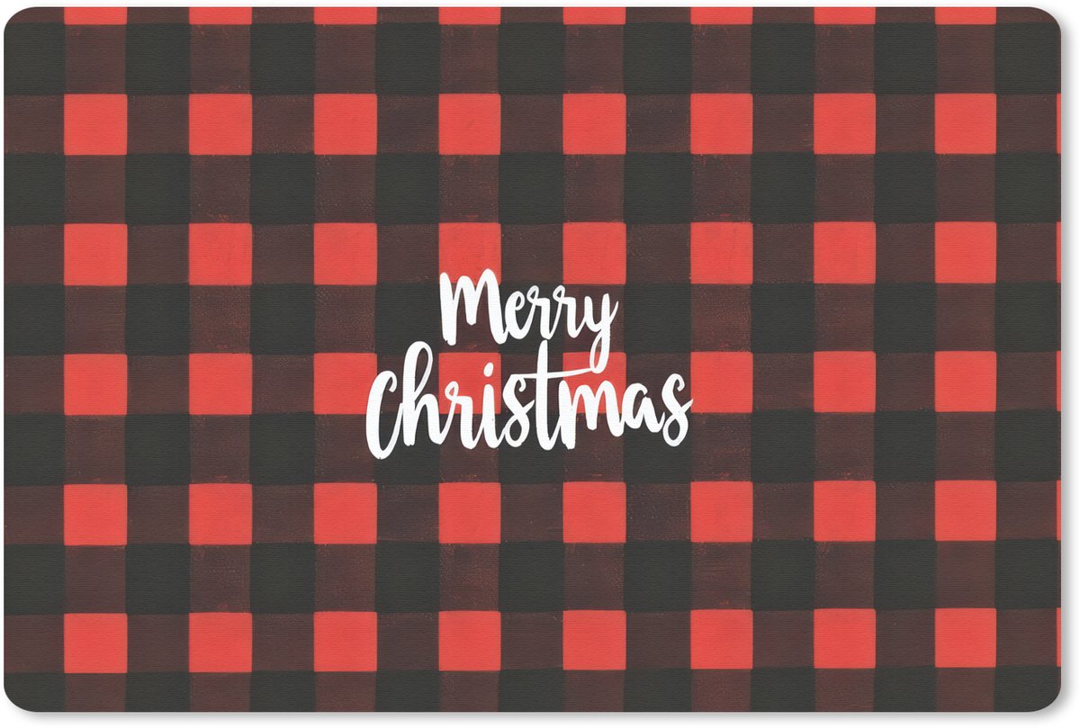 Muismat 27x18 cm - Mousepad Geruit - Rood - Tekst - Christmas - Muismatten