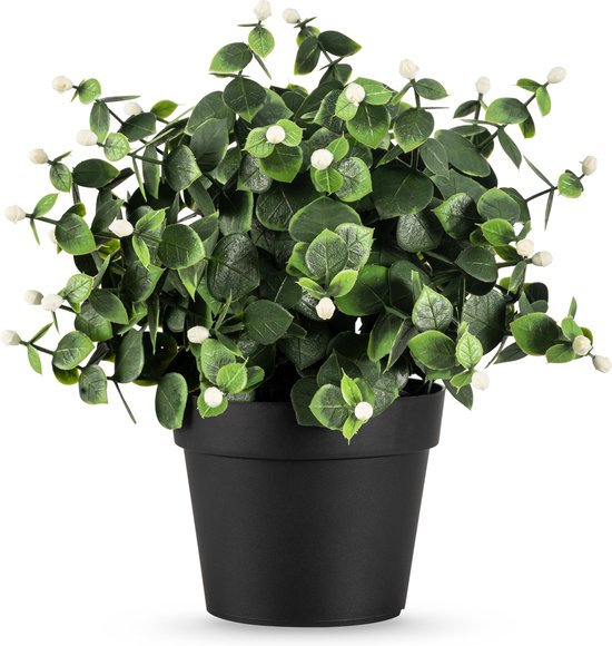 Plante artificielle Eucalyptus blanc en pot 22cm UV - pour l'intérieur et l'extérieur