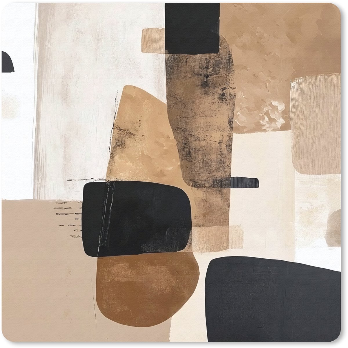 Muismat 30x30 cm - Mousepad Vlakken - Abstract - Zwart - Strepen - Muismatten