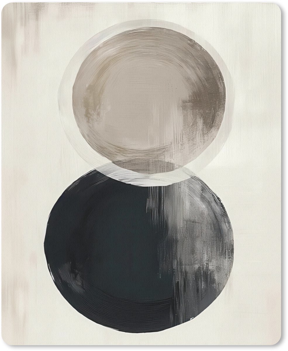 Muismat 19x23 cm - Mousepad Cirkels - Vorm - Beige - Abstract - Muismatten