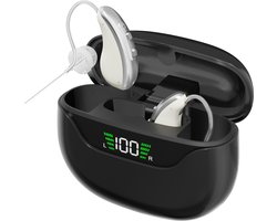 Pro Care Excellent Quality® 2x DSP Intelligent digitaal Gehoorapparaat Oplaadbaar - Gehoorversterker - Tinnitus Masking - Easy Click - Geluid Reductie - Oplaadbare LED Li/Re Box - Voor achter het oor (AHO) links en rechts - Zwart Zilver