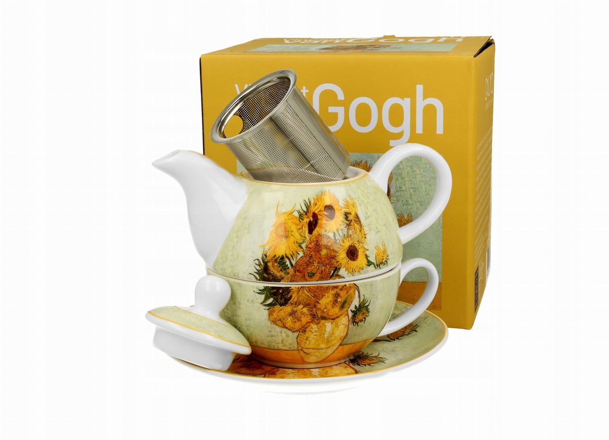 Porseleinen theekop met infuser, Sunflowers Van Gogh design