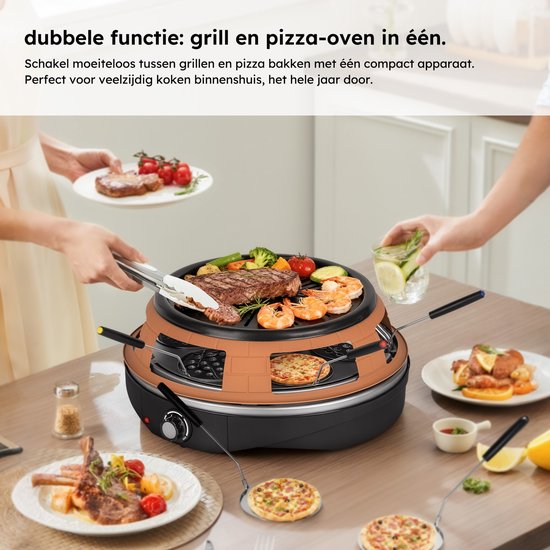 Pizza Oven - Grill en Pizzaoven in Eén - Pizza Gourmet - Pizzaoven - Gourmetstel - Gourmet - Tot 300°C - Extra lange 2 meter Kabel - Grillplaat - Saaf — afbeelding 3