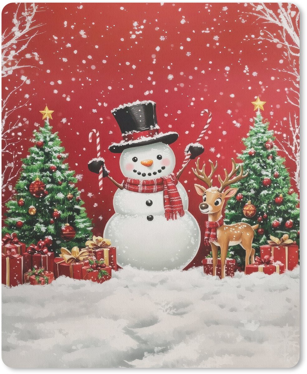 Muismat 19x23 cm - Mousepad Feestvreugde - Winterbos - Kleurrijk - Muismatten