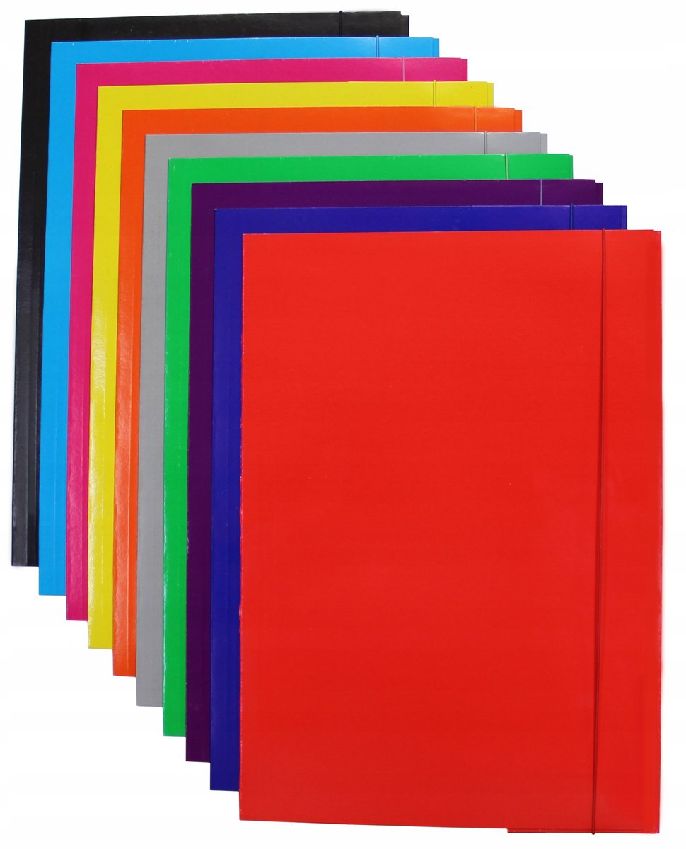 Kaartjes A4 met Elastiek, 10 Stuks Mix Kleuren