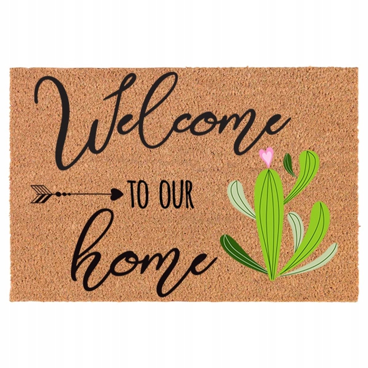 Kokosmat WELCOME HOME met cactus in pijl - 40x60 cm