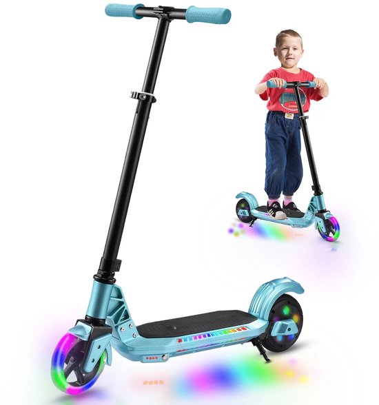 Elektrische Kinderstep SIMATE S1, inklapbaar, 110W motor, 12 km/u, 5,5″ massieve wielen, 6+ jaar, blauw