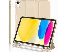 Hoes geschikt voor iPad A16 hoes - ipad 2025 hoes Goud - iPad (A16) 11th/10th Generation Case(2025/2022) met pencil houder - Smart bookcase