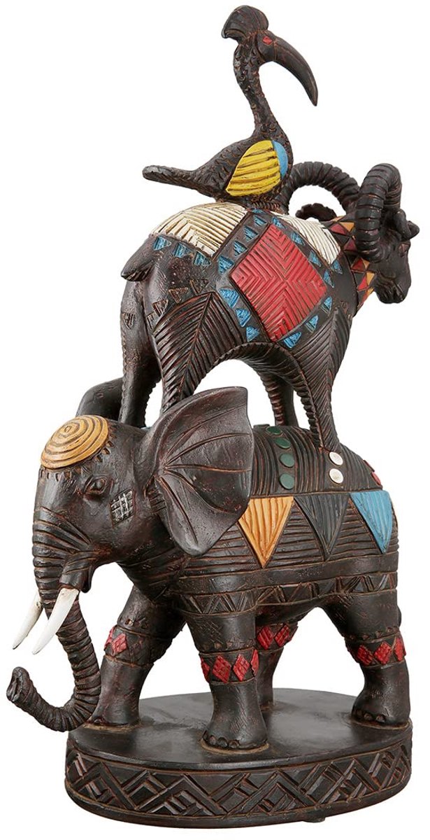 Azomor® Decoratieve sculptuur van dierenfiguren met kleurrijke ornamenten voor interieur