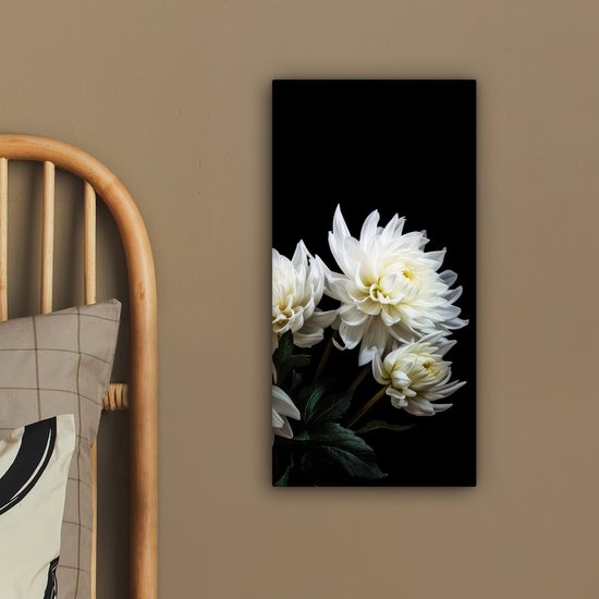 Peinture sur toile Fleurs - Chrysanthème - Wit - Nature - Botanique - 20x40 cm - Décoration murale