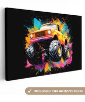Peinture sur toile 90x60 cm - Décoration murale Graffiti - Voiture - Monster truck - Coloré - Décoration murale murale salon - Décoration chambre - Accessoires de chambre - Peintures
