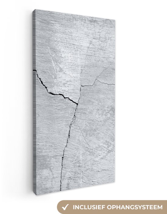Tableau sur toile Béton - Fissure - Grijs - 40x80 cm - Décoration murale