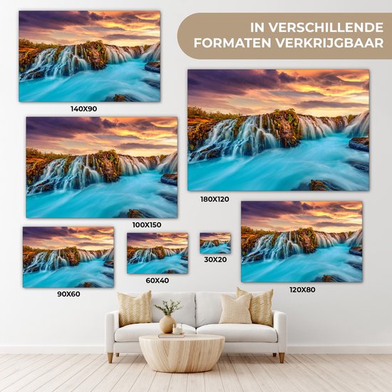 Toile nature - Chutes d'eau - Coucher de soleil - Paysage - Tableau - Toile - Tableaux sur toile salon - 180x120 cm