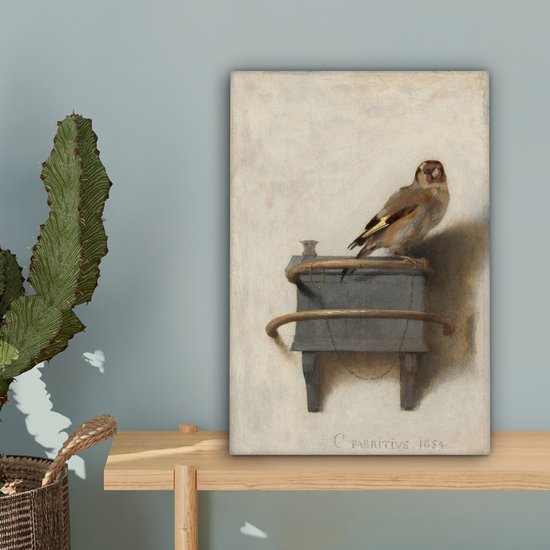 Le Chardonneret - Peinture par Carel Fabritius Toile 20x30 cm - petit - Tirage photo sur toile (Décoration murale salon / chambre)